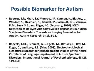 Possible Biomarker for Autism