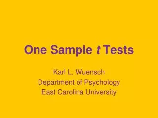 One Sample t Tests
