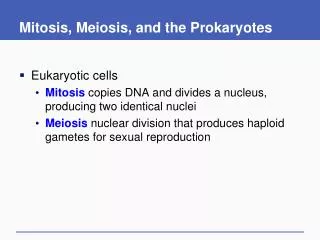 Mitosis, Meiosis, and the Prokaryotes