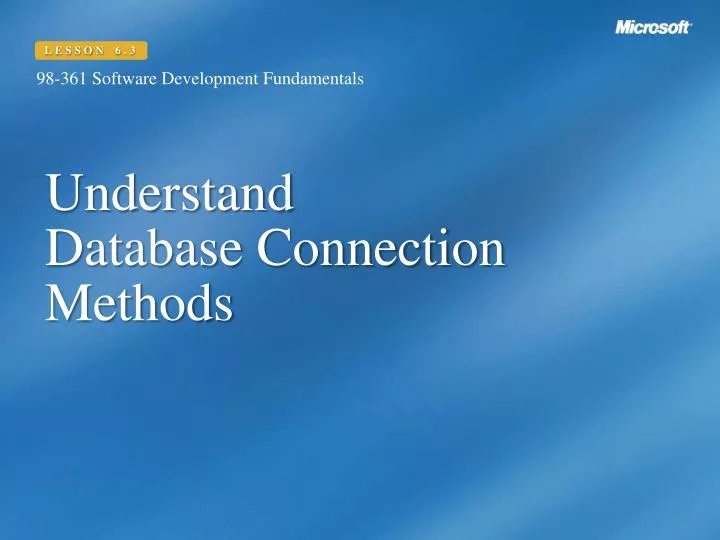 understand database connection methods