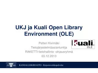 UKJ ja Kuali Open Library Environment (OLE)