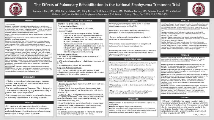 the effects of pulmonary rehabilitation in the national emphysema treatment trial