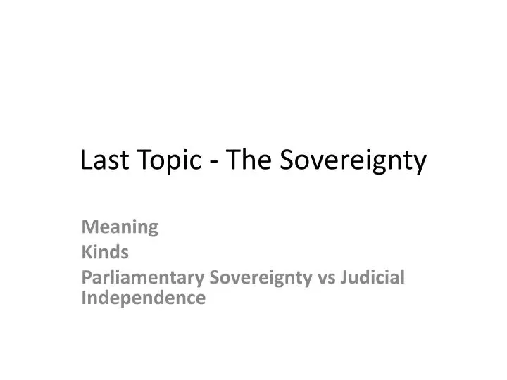 last topic the sovereignty