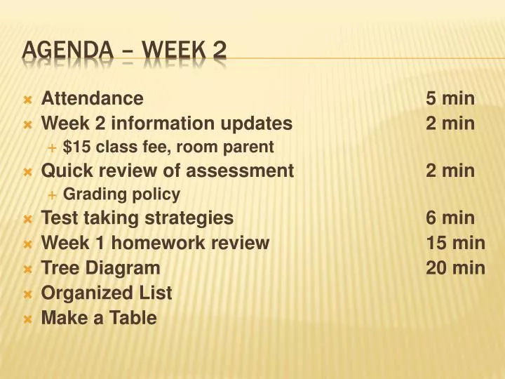 agenda week 2