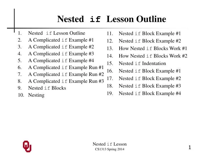 nested if lesson outline