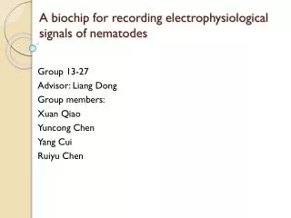 A biochip for recording electrophysiological signals of nematodes