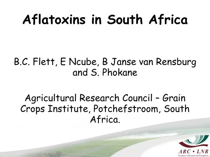 aflatoxins in south africa