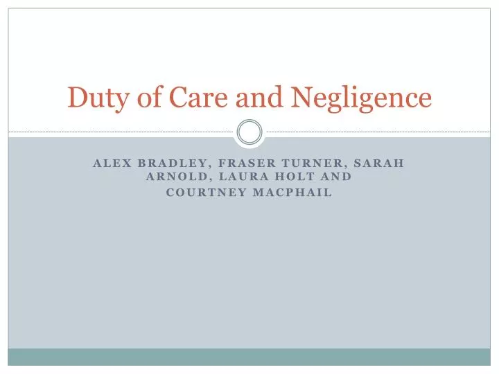 duty of care and negligence