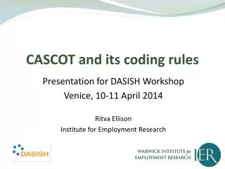 CASCOT and its coding rules