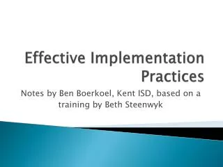 Effective Implementation Practices