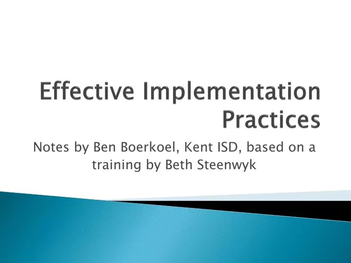 effective implementation practices