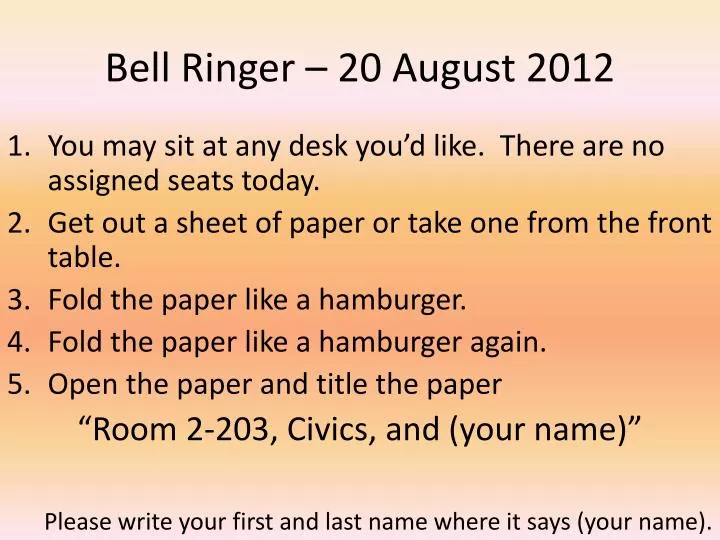 bell ringer 20 august 2012
