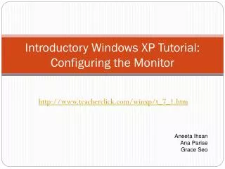 Introductory Windows XP Tutorial: Configuring the Monitor