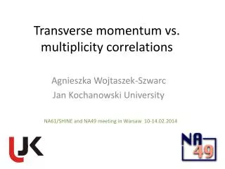 Transverse momentum vs. multiplicity correlations