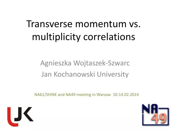 transverse momentum vs multiplicity correlations