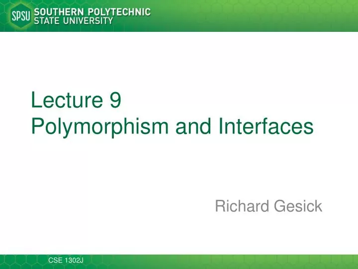 lecture 9 polymorphism and interfaces