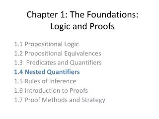 Chapter 1: The Foundations: Logic and Proofs