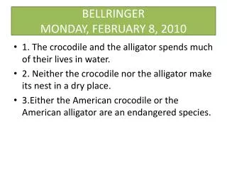 bellringer monday february 8 2010