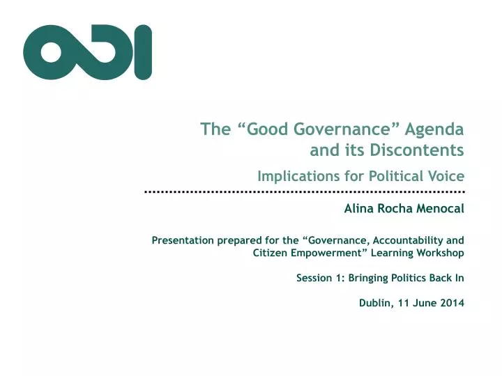 the good governance agenda and its discontents