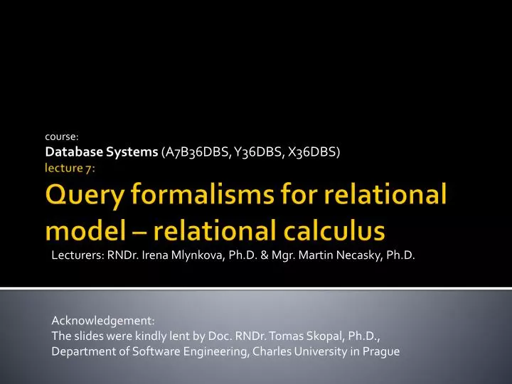 course database systems a7b36dbs y36dbs x36dbs