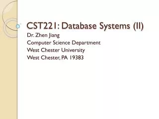CST221: Database Systems (II)