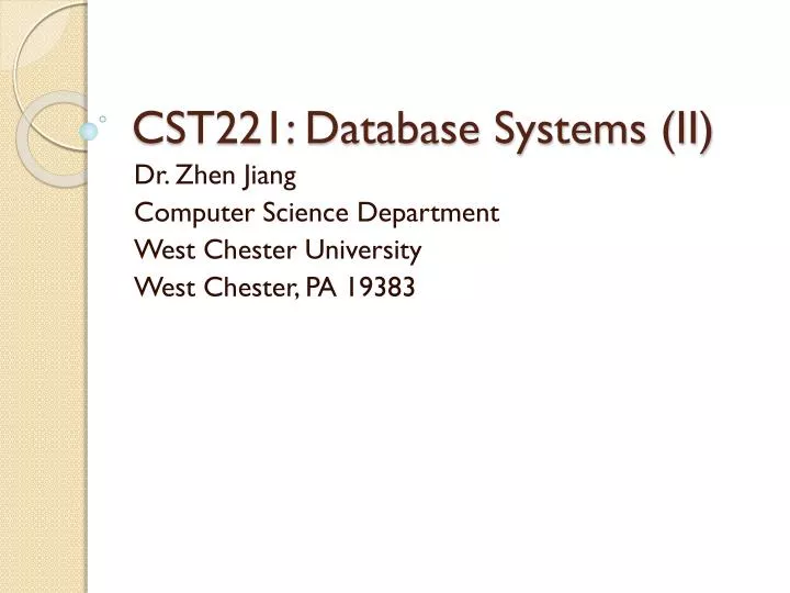 cst221 database systems ii