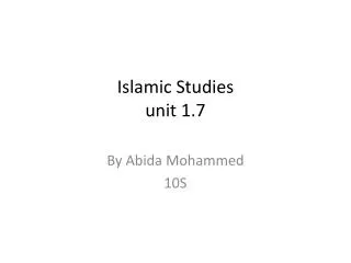 Islamic Studies unit 1.7