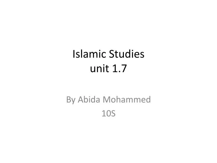 islamic studies unit 1 7