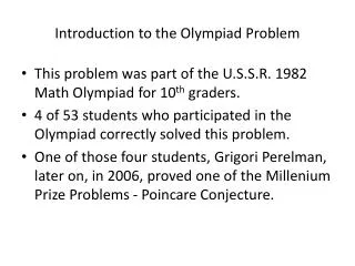 Introduction to the Olympiad Problem