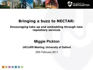 Bringing a buzz to NECTAR: Encouraging take up and embedding through new repository services