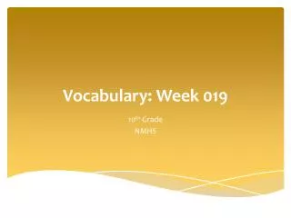 Vocabulary: Week 019