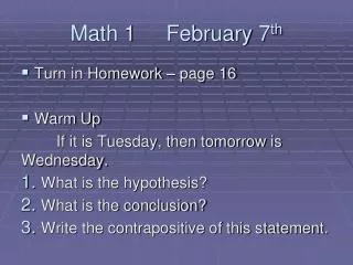 Math 1 February 7 th