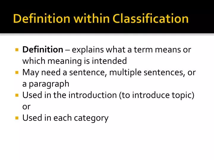 PPT - Definition within Classification PowerPoint Presentation, free ...