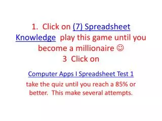 Computer Apps I Spreadsheet Test 1