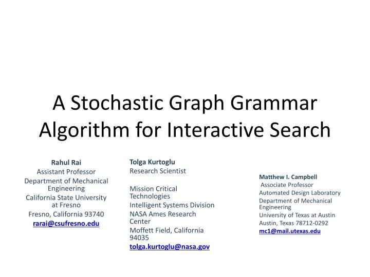 a stochastic graph grammar algorithm for interactive search