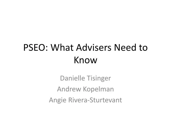 pseo what advisers need to know