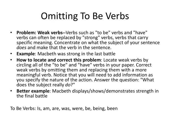 omitting to be verbs