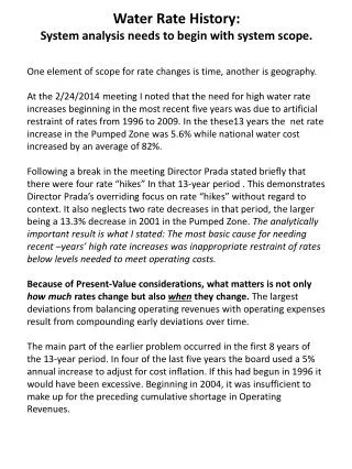 Water Rate History: System analysis needs to begin with system scope.