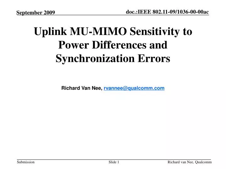 uplink mu mimo sensitivity to power differences and synchronization errors