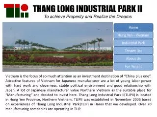 THANG LONG INDUSTRIAL PARK II To achieve Properity and Realize the Dreams