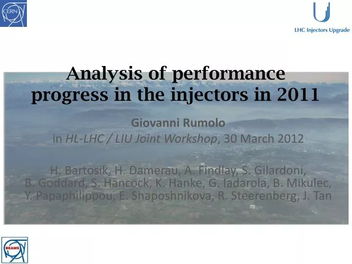 analysis of performance progress in the injectors in 2011