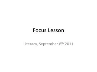 Focus Lesson