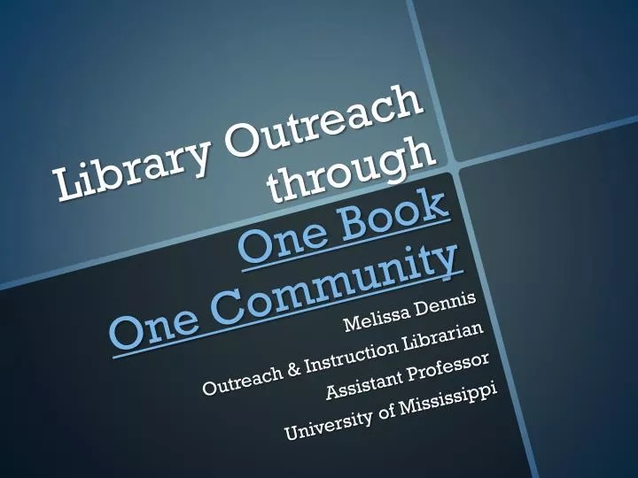 library outreach through one book one community
