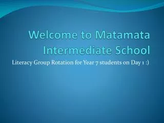 Welcome to Matamata Intermediate School