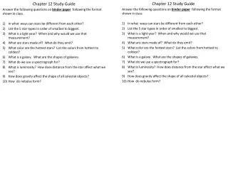 Chapter 12 Study Guide