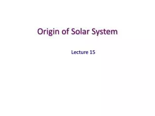 Origin of Solar System