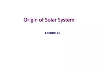 origin of solar system