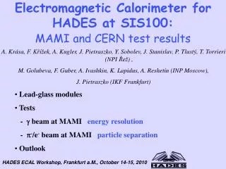 Electromagnetic Calorimeter for HADES at SIS100: MAMI and CERN test results