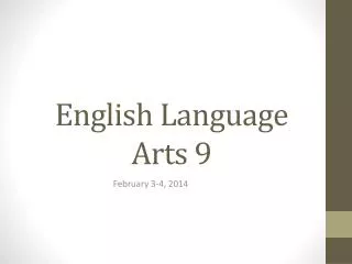 English Language Arts 9