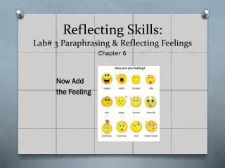 Reflecting Skills: Lab# 3 Paraphrasing &amp; Reflecting Feelings
